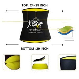 Sports Art Body Shaper Hot Waist Non-Tearable Belt for Men, Women, Unisex | Weight Loss Unisex Tummy Slimming Belt | Tummy Shaper (Waist Size – TOP 24 inches and Bottom 29 Inch) (Small) Black