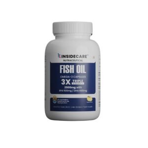 Insidecare Omega-3 Fish Oil | 2500mg 3X Triple Strength Fish Oil Capsules | 900mg EPA & 600mg DHA | No Fishy Burps | For Joint & Heart Health