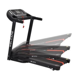 Welcare Wc3777 2Hp (4Hp Peak) Dc Foldable Motorized Treadmill With Lcd Display, Fitshow App, I Pad Holder – Black