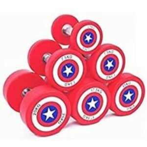 ASG Captan America Dumbbells 5kg set / 5kg×2 Pieces / Round Rubber Coated bouncer Dumbbell / Home Gym and Professional Use Dumbells Pair / Exercise Dumbles For Beginners and Experts/ (Pack of 2 ) 10kg weight