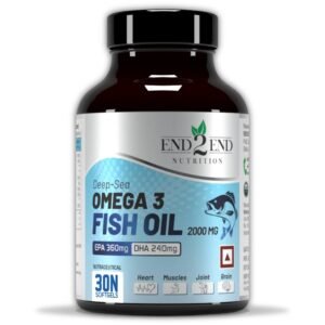 End2End Nutrition Omega 3 Fish Oil Capsules for Men & Women | Heart, Brain, Joint, Eye & Skin Health | 2000mg Fish Oil with 360mg EPA & 240mg DHA – 30 Capsules