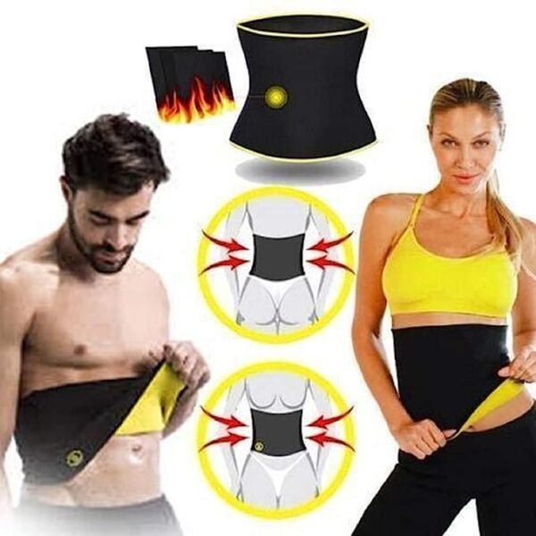 KGDA Unisex Running Waist Trimmer Exercise Wrap Belt/Shaper Belt- (Black) | Slimming Belt, Waist Shaper, Tummy Trimmer, Sweat Slim Belt, Belly Fat Burner, Stomach Fat Burner - Image 4