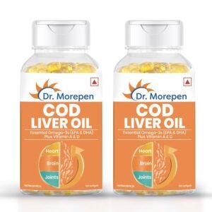 DR. MOREPEN COD Liver Oil Capsules Omega 3, Natural EPA & DHA | UltraPure & Finest COD Fish 200 Softgels (Pack of 2)