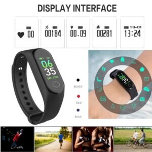 Exxelo M3 Smart Band Fitness Tracker Watch – Heart Rate Monitor, Activity Tracker, and Waterproof with LED Touchscreen – 3-Year Warranty