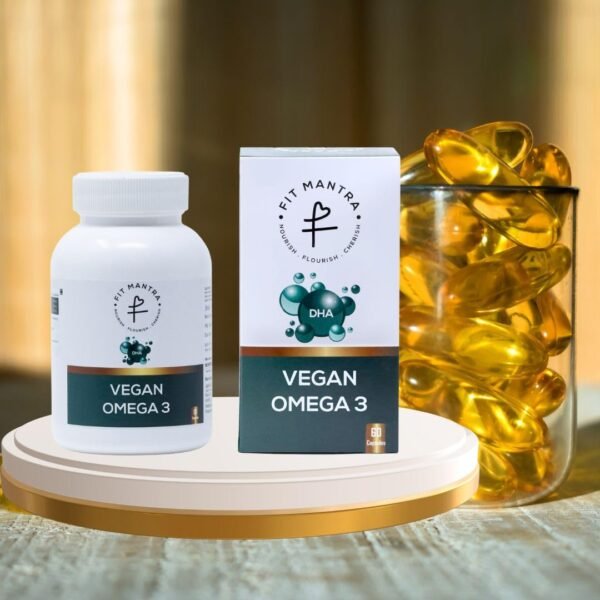 FIT MANTRA Vegan Omega 3 Plant Sourced 60 Capsules 1000mg, Algal Oil with DHA for Brain & Heart Health, Improves Joints, Eye, Hair and Skin Health for Men & Women - Image 2