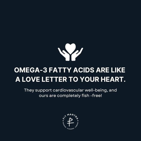 FIT MANTRA Vegan Omega 3 Plant Sourced 60 Capsules 1000mg, Algal Oil with DHA for Brain & Heart Health, Improves Joints, Eye, Hair and Skin Health for Men & Women - Image 6