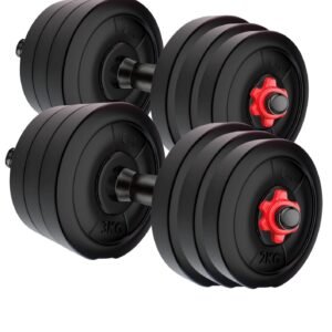 KRISHNA INDUSTRIES-PVC 8 KG ADJUSTABLE Dumbbell Set, Home Gym Set (8kg to 50kg), Pair of Adjustable New Dumbbell Rods, Dumble Plates, Home Gym Set, Exercise&Fitness Sets. (8Kg Weight Plates(2kgx4)
