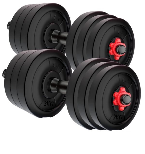 KRISHNA INDUSTRIES-PVC 8 KG ADJUSTABLE Dumbbell Set, Home Gym Set (8kg to 50kg), Pair of Adjustable New Dumbbell Rods, Dumble Plates, Home Gym Set, Exercise&Fitness Sets. (8Kg Weight Plates(2kgx4)