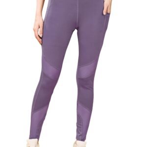 Mehrang Stretchable Gym Pants for Women & Tights for Women Workout with Mesh Insert & Side Pockets