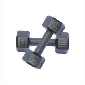 ARTINO 1Kg Pair Hexa PVC Dumbbells Set For Home Gym, Exercise & Fitness Dumbbell (Black) Fixed Weight Dumbbell (1kg X 2Pc)