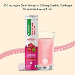 Dr. Vaidya’s Apple Cider Vinegar Effervescent Tablets | 0 Calories & 0 Sugar | With Garcinia, Vitamin B6 & B12 | Supports Weight Management | 15 Tablets (Pack Of 4)