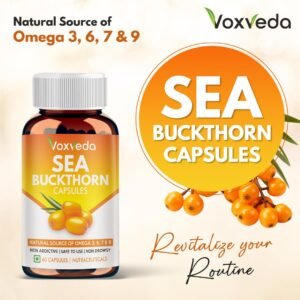 Voxveda’s Sea Buckthorn Capsules Rich in Omega 3, 6, 7 & 9 – Immunity Booster | Natural Herbal Capsules | Super Antioxidant | Restores Skin Health