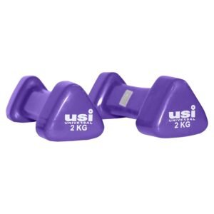 USI UNIVERSAL THE UNBEATABLE Dumbbells Set For Home Gym, Vinyl Dumbbells, VDB 2kg Pair Hand Weight Vinyl Dumbbells, Dumbbell Set For Home Workout, Cast Iron, Vinyl Construction, Triangular Shape