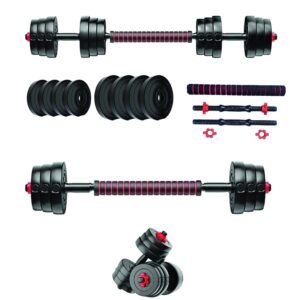 Encanto Fitness 3 in 1 Expandable-Convertible 15KG Dumbbells Set and Fitness Kit for Unisex Whole Body Workout, Adjustable Dumble Exercise Set. (15kg Weight Plates(2.5kg x 6)