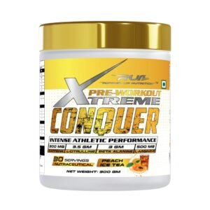 Ripped Up Nutrition Conquer Xtreme Pre-workout | Laser Sharp focus | Sustained released energy | Nitric Oxide Pump | Increased endurance (300 gm) (Peach ice tea)