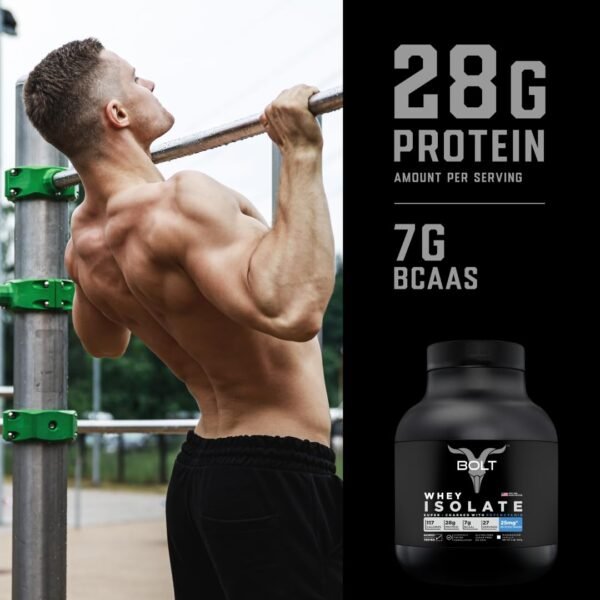 BOLT Nutrition Whey Isolate Protein Powder | With Superfood PHYCOCYANIN | USA Formulation & Origin | For Muscle Strength & Bone Health | 2LB/907gm (27 Servings) | Madagascar Vanilla - Image 3