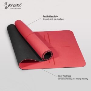 Cockatoo Premium 6 MM TPE Non Slip, Unrolls Flat Always, Sweat Absorbent Yoga Mat For Women and Men with Cover Bag L-183CM x W-61CM