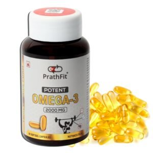 PrathFit Potent Omega-3 Fish Oil 2000mg Triglyceride Form – Elixir of Overall Health Fish Oil for Heart, Joint, and Brain Support ! 60 capsules in each bottle!