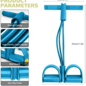 MOROVIK Pull Reducer Training Bands 4 Tubes Body Trimmer Pedal Exerciser Yoga Crossfit Exercise, Arm Exercise, Tummy Body Building Training Women and Mens (Yellow) (Multi)