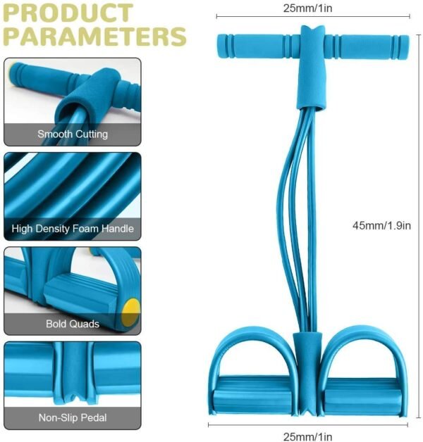 MOROVIK Pull Reducer Training Bands 4 Tubes Body Trimmer Pedal Exerciser Yoga Crossfit Exercise, Arm Exercise, Tummy Body Building Training Women and Mens (Yellow) (Multi) - Image 2