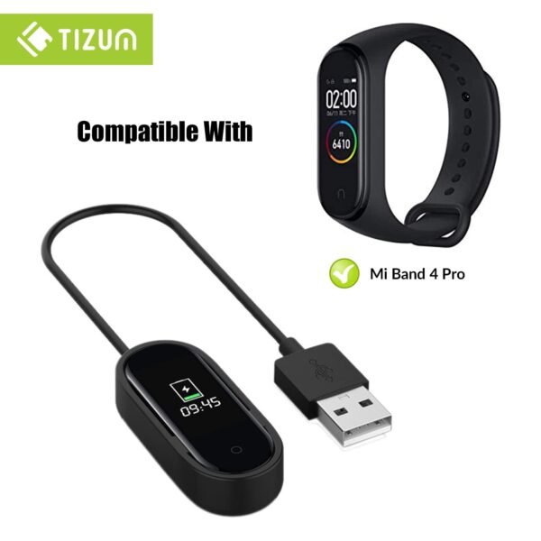 tizum 2 pin Gold Plated Fitness Band Power Charger Adapter/Fast USB Charging Cable/Dock Charger for Xiaomi MI Band 4 Fitness Band with 0.125 m Cable Length, Black - Image 5