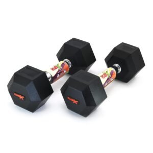 RUBX Rubber Coated Professional Exercise Hex Dumbbells (Pack of Two) 12.5 Kg x 2pc (Total = 25 kg)