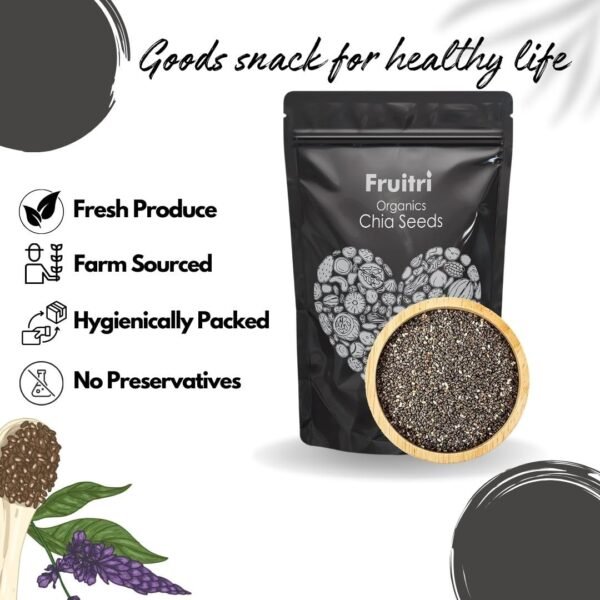 Fruitri Premium chia seeds for weight loss 1kg - Healthy Snacks, Fiber Rich Diet food chiya seed, Seeds for eating | rich in omega 3 Seeds mix| - Image 4