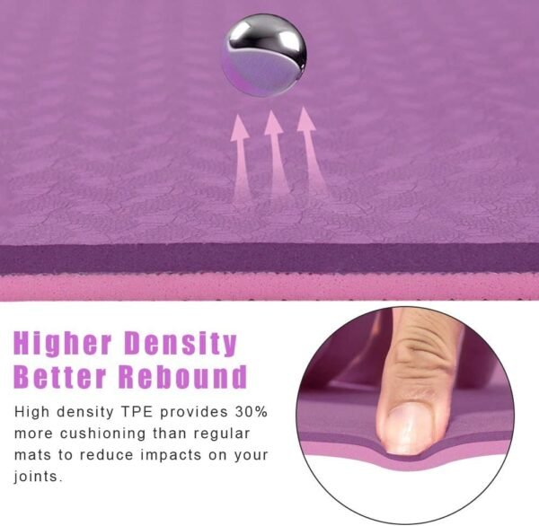 Arrowmax TPE Yoga Mat Non Slip, Eco Friendly Fitness Exercise Mat with Carrying Strap,Pro Yoga Mats for Men & Women,Workout Mats for Home, Pilates and Floor Exercises (PINK/PURPLE) - Image 4