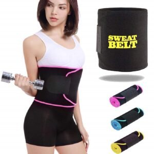 Faymla Synthetic Sweat Belt for Belly Fat Burner & Weight Loss Tummy Fat Cutter, Waist Trimmer for Men and Women, Waist Cincher (Black)