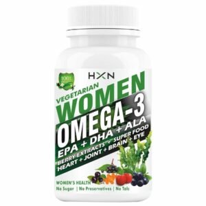 HXN Omega 3 Vegetarian Fatty Acid Supplement For Women With Alpha Lipoic Acid, Vitamins, 99.98% Omega3(EPA+DHA) For Hair, Brain Booster, Joint Support-60 Tablets (No Fish Oil Capsule/Capsules Pack 1)