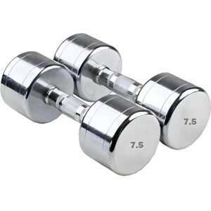 Stainless Steel Dumbbell Set Home Gym Adjustable Dumbal 7.5 Kg Dumbbells Round Shape Dumbbell Cast Iron Handle Fitness Workout Set (7.5 Kg x 2 = 15 kg) Pack of 2