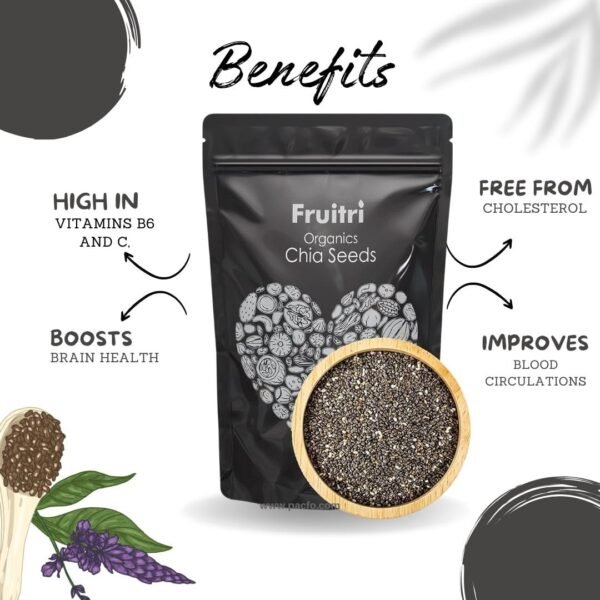 Fruitri Premium chia seeds for weight loss 1kg - Healthy Snacks, Fiber Rich Diet food chiya seed, Seeds for eating | rich in omega 3 Seeds mix| - Image 2