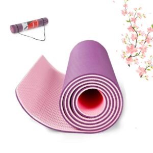 Arrowmax TPE Yoga Mat Non Slip, Eco Friendly Fitness Exercise Mat with Carrying Strap,Pro Yoga Mats for Men & Women,Workout Mats for Home, Pilates and Floor Exercises (PINK/PURPLE)