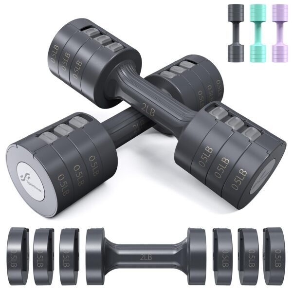 Sportneer Dumbbells Set For Home Gym 0.9/1.8/1.4/2.3 Kg Adjustable Iron Dumbbell Set Of 2 Hand Weights Free Weight Set For Women Men Seniors Workout Strength Training For Home Gym Equipment, Black - Image 10