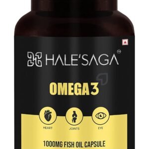 Halesaga Omega 3 Fish Oil Capsules for Women and Men | 1000mg Omega-3 Fatty Acids with 550mg EPA 350mg DHA | Supports Heart, Liver, Brain & Joints | Made in India – 60 Softgels by Halesaga