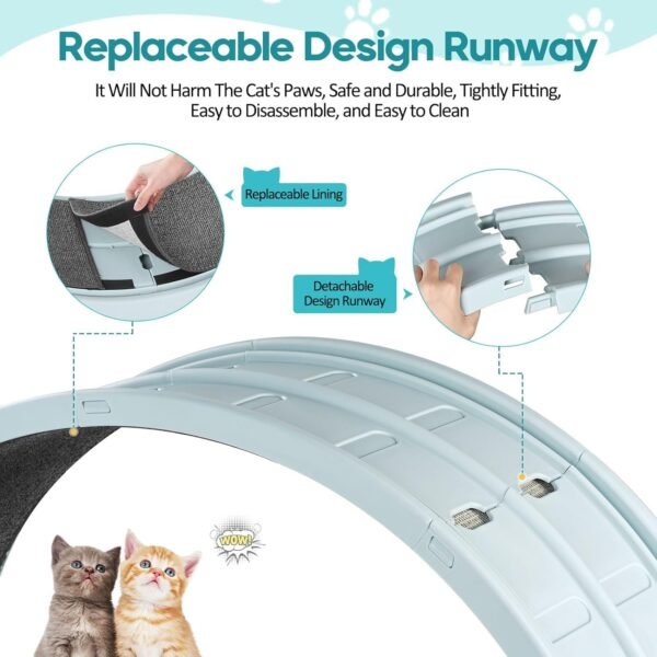 Dratal Cat Exercise Wheel for Indoor Cat, 34" Large Cat Running Wheel with Carpeted Runway, Cat Treadmill Wheel for Kitty’s Longer Life, Cat Wheel for Fitness Weight Loss Device - Image 3