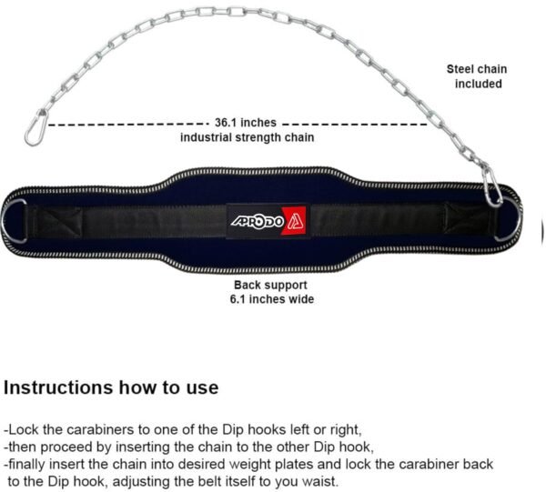 APRODO Sports DIP Belt with Steel Chain 36 INCHES Weighted Chain for DIPS Pull UPS Weight Lifting Crossfit ONE Size FITS All - Image 6