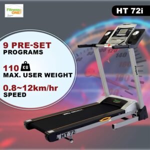 FitnessOne Propel HT 72i – 3.5 HP Peak DC Motorized Best Treadmill for Home Use, Max User Weight 110 kgs, Max Speed 16 kms/hr, 9 Preset Programs, 3 Level Manual Incline, Foldable, MP3, AUX Input