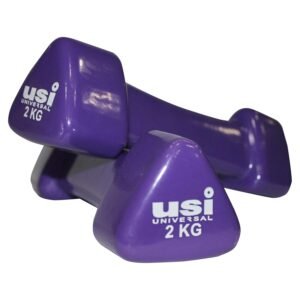 USI UNIVERSAL THE UNBEATABLE Dumbbells Set For Home Gym, Vinyl Dumbbells, VDB 2kg Pair Hand Weight Vinyl Dumbbells, Dumbbell Set For Home Workout, Cast Iron, Vinyl Construction, Triangular Shape