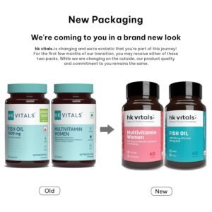 HealthKart hk vitals Fish Oil Omega 3 Capsule 1000mg, (60 Capsules) & Multivitamin For Women (60 Tablets) Combo Pack