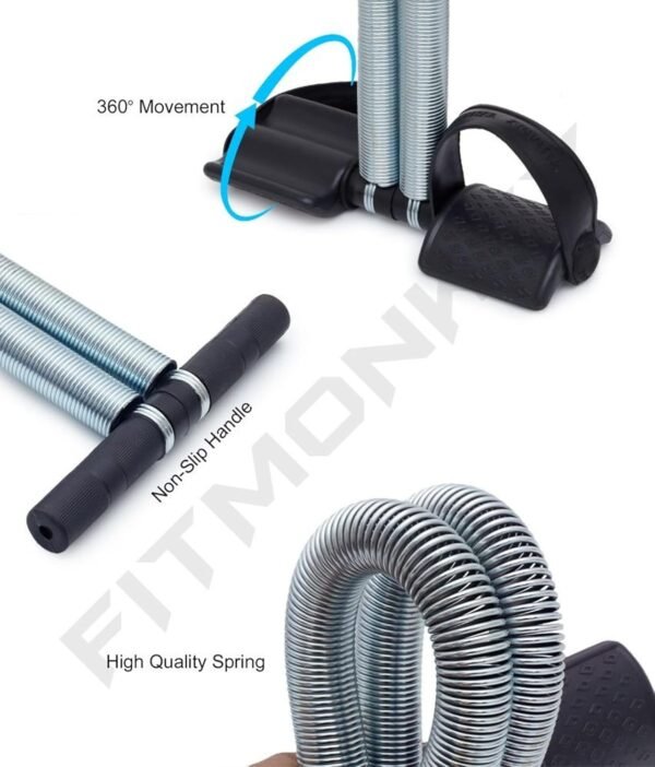 LIVOX Double Spring Tummy Trimmer with Ab Wheel Roller, Push-up Stand Gym Equipment Set for Home Workout Combo Men Women Full Body Exercise Kit – Pack of 3 - Image 3