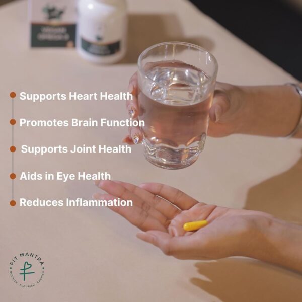 FIT MANTRA Vegan Omega 3 Plant Sourced 60 Capsules 1000mg, Algal Oil with DHA for Brain & Heart Health, Improves Joints, Eye, Hair and Skin Health for Men & Women - Image 5