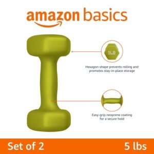 amazon basics Neoprene Dumbbells, Set Of 2, (2.3 Kgs Each ) – Green