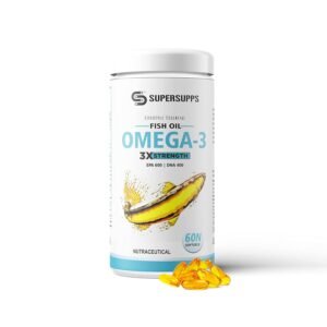 SUPERSUPPS Omega 3 Fish Oil Capsules – Triple Strength 1650mg (600mg EPA & 400mg DHA) – Supports Eye, Skin, Heart & Brain Health – 60 Capsules