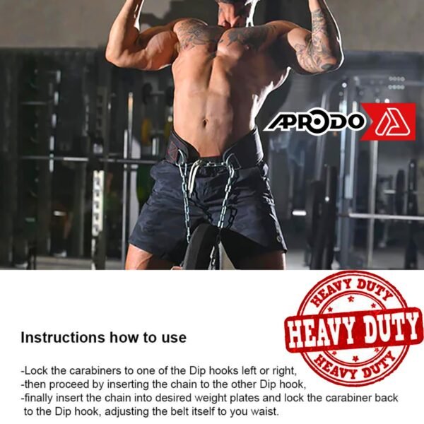 APRODO Sports DIP Belt with Steel Chain 36 INCHES Weighted Chain for DIPS Pull UPS Weight Lifting Crossfit ONE Size FITS All - Image 3