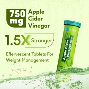 HealthKart HK VITALS Apple Cider Vinegar 750mg (Green Apple, 15 Effervescent Tablets) | For Weight Management & Gut Health, Supports Digestion