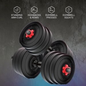 KRISHNA INDUSTRIES-PVC 8 KG ADJUSTABLE Dumbbell Set, Home Gym Set (8kg to 50kg), Pair of Adjustable New Dumbbell Rods, Dumble Plates, Home Gym Set, Exercise&Fitness Sets. (8Kg Weight Plates(2kgx4)