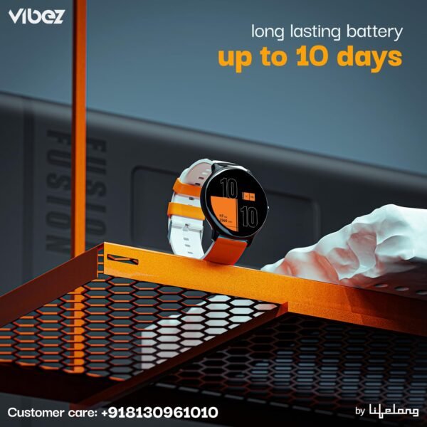 Vibez by Lifelong Fusion Smart Watch for Men & Women, 1.39” HD Display, 360*360 pixels, 550 NITS, BT Calling Smartwatch, Heart Rate Monitoring, SpO2, IP67, Multi Sports Mode (VBSW2268, Orange & Black) - Image 6