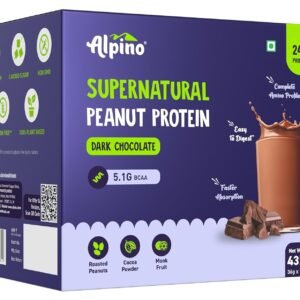 Alpino Supernatural Peanut Protein Powder Dark Chocolate 432g (12 Day Trial Pack) – 100% Plant-Based, High-Performance Protein – 24g Protein, 5.1g BCAAs, No Added Sugar, Gluten-Free