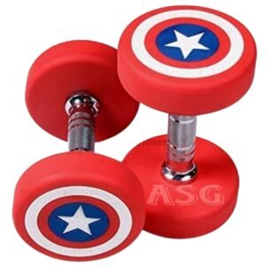 ASG Captan America Dumbbells 5kg set / 5kg×2 Pieces / Round Rubber Coated bouncer Dumbbell / Home Gym and Professional Use Dumbells Pair / Exercise Dumbles For Beginners and Experts/ (Pack of 2 ) 10kg weight